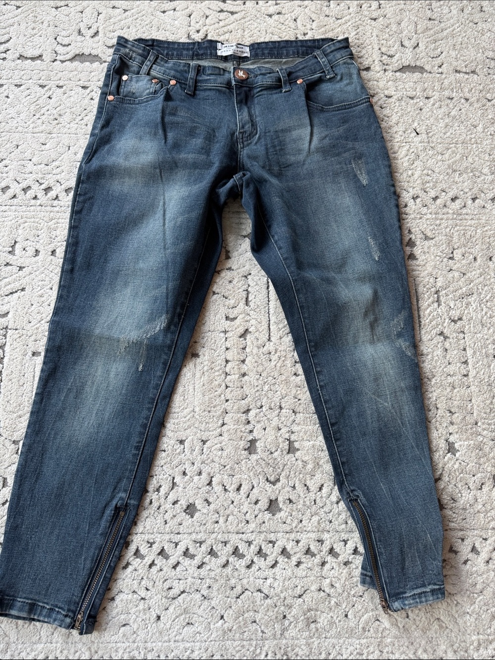 One Teaspoon Men's Distressed Indigo Skinny Jeans